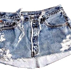 Transformed Levis vintage into mini skirt black tag 1950’s, womens 4
